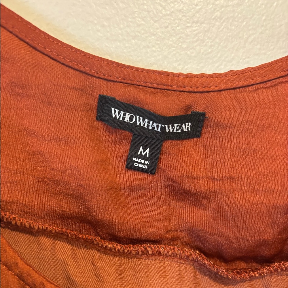 Who What Wear Tiered Ruffle Adjustable Strap Rust Tank Top Women's Medium - Picture 3 of 5